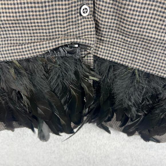 Andorine Luxury Girls Feather Trim Check Oversized Dolman Sleeve Shirt Size 10A - Picture 4 of 9